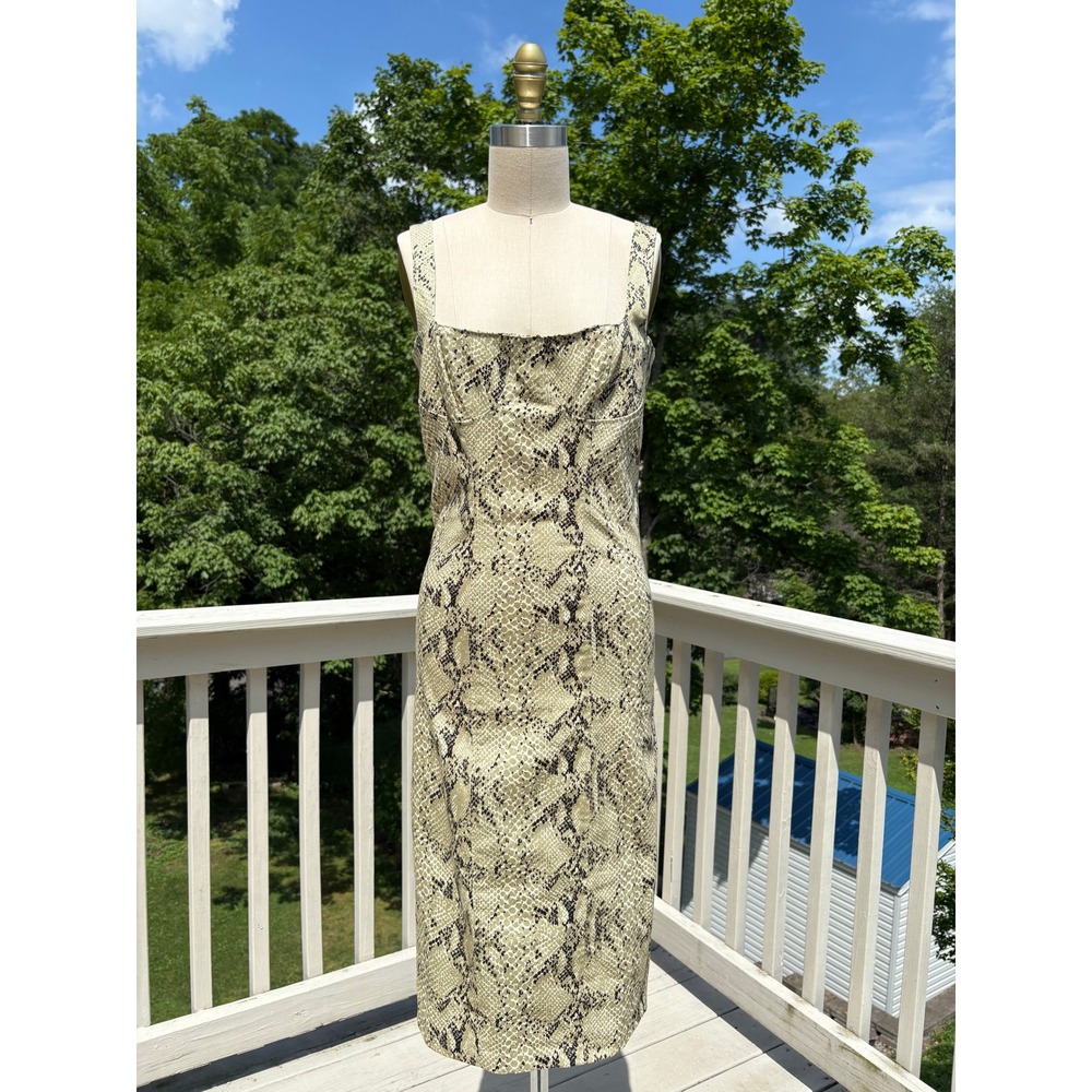 Capulet Revolve Snakeskin Bustier Midi Dress Medium Mob Wife Animal Print Edgy
